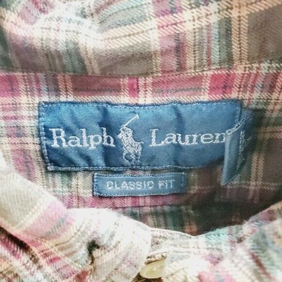 Ralph Lauren Blue Label Classic Plaid Long Sleeve Button Down Shirt Sz 16.5 L - Picture 3 of 9